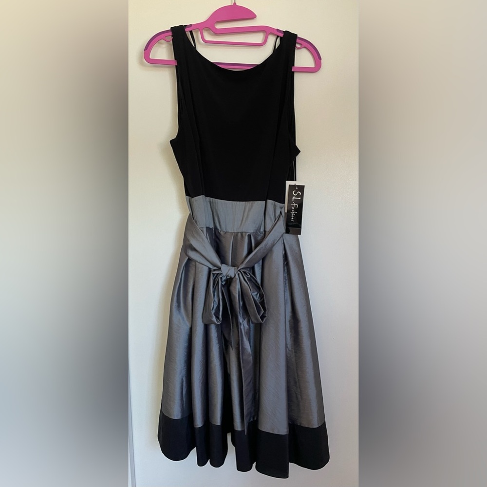 Black and Metallic Grey Special Occasion Dress